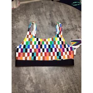 Target Pride LGBTQ Rainbow Checkered Swimsuit Top Size XL